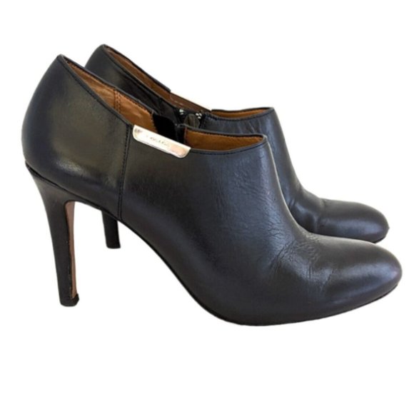 Coach Wm Boots Size 6B Black Leather Ankle Zip Heeled Booties--Seneca-EXCELLENT - Picture 1 of 11